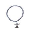 Bracelet grains semi cristal couleurs assorties sur élastique Ø 4 mm avec petit ange en résine.