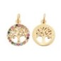 Pendentif symbole arbre de vie couleur doree avec zircon, H. 1,4 cm