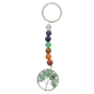 Porte-clés 7 chakras avec arbre de vie en pierre, différentes pierres