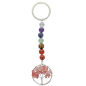 Porte-clés 7 chakras avec arbre de vie en pierre, différentes pierres