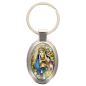 Porte-clés en métal de couleur argenté de forme ovale H. 4.3 cm. Livré en boite cadeaux. Existe avec différents Saints.