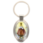 Porte-clés en métal de couleur argenté de forme ovale H. 4.3 cm. Livré en boite cadeaux. Existe avec différents Saints.