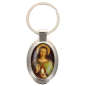Porte-clés en métal de couleur argenté de forme ovale H. 4.3 cm. Livré en boite cadeaux. Existe avec différents Saints.