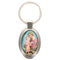 Porte-clés en métal de couleur argenté de forme ovale H. 4.3 cm. Livré en boite cadeaux. Existe avec différents Saints.