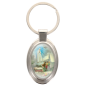 Porte-clés en métal de couleur argenté de forme ovale H. 4.3 cm. Livré en boite cadeaux. Existe avec différents Saints.