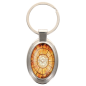 Porte-clés en métal de couleur argenté de forme ovale H. 4.3 cm. Livré en boite cadeaux. Existe avec différents Saints.