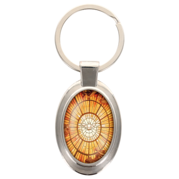 Porte-clés en métal de couleur argenté de forme ovale H. 4.3 cm. Livré en boite cadeaux. Existe avec différents Saints.