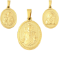 Médaille en acier inoxydable de couleur dorée, H. 2.1 cm. Existe avec différents Saints.