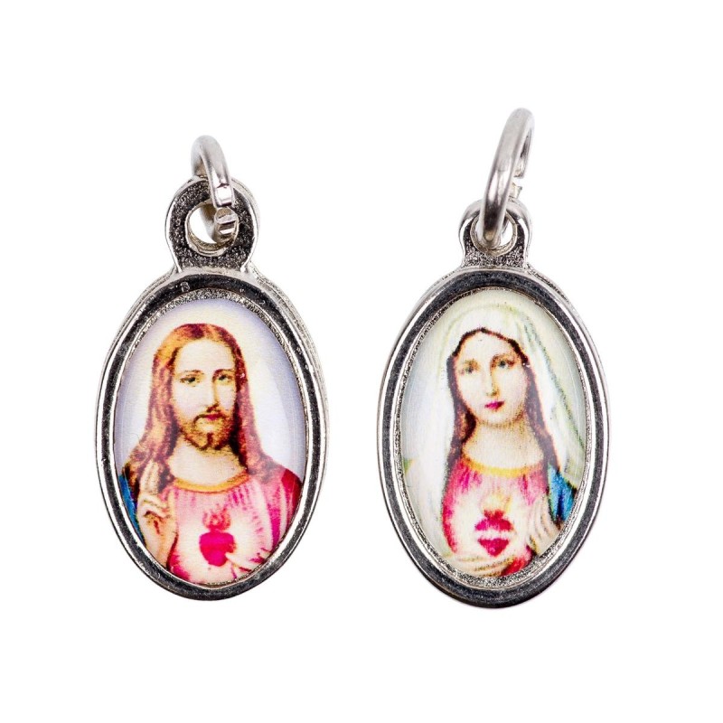 Médaille métal couleur argentée ovale H. 1,5 cm + 2 résines personnalisées