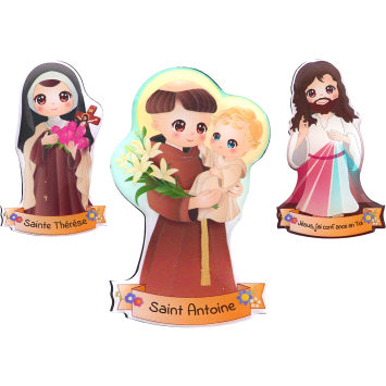 Magnet enfantin en resine souple , H. 8 cm. Plusieurs saints.