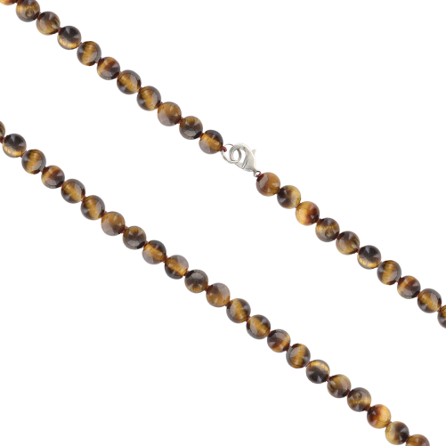 Collier en pierre Ø 8 mm avec fermoir, longueur 45 cm. Differentes pierres.