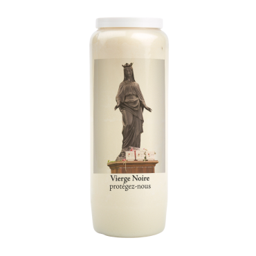 Bougie de neuvaine durée 9 jours 100% végétal avec autocollant classique et prière, hauteur 18 cm Ø 6,5 cm.