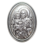 Plaque auto ovale H. 3.8 cm en metal couleur argentee. Plusieurs saints.