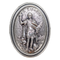 Plaque auto ovale H. 3.8 cm en metal couleur argentee. Plusieurs saints.