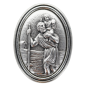 Plaque auto ovale H. 3.8 cm en metal couleur argentee. Plusieurs saints.