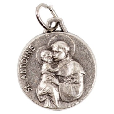 Médaille moulée ou frappée en métal couleur argentée Ø 1.8 cm. Plusieurs saints.