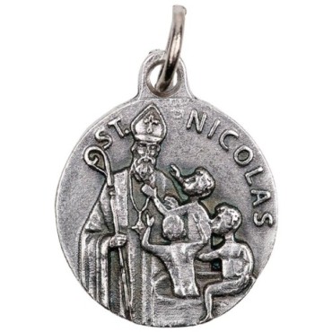 Médaille moulée ou frappée en métal couleur argentée Ø 1.8 cm. Plusieurs saints.