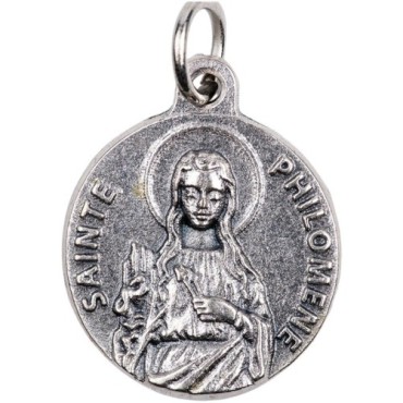 Médaille moulée ou frappée en métal couleur argentée Ø 1.8 cm. Plusieurs saints.