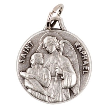 Médaille moulée ou frappée en métal couleur argentée Ø 1.8 cm. Plusieurs saints.
