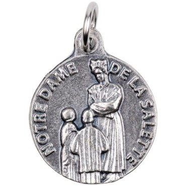 Médaille moulée ou frappée en métal couleur argentée Ø 1.8 cm. Plusieurs saints.