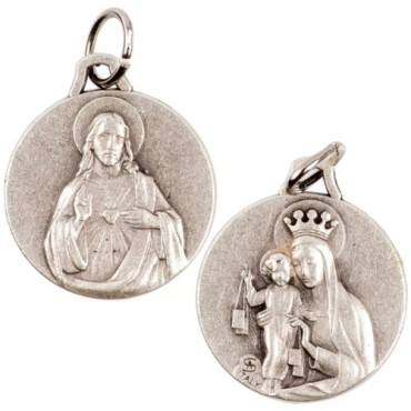 Médaille moulée ou frappée en métal couleur argentée Ø 1.8 cm. Plusieurs saints.