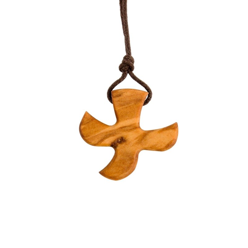 Croix de Taize en bois d olivier H. 2,7 cm avec cordon 70 cm.