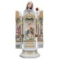 Statue en polystone polychrome peinte a la main Vierge a l'enfant, avec représentation de la nativité a l'interieur H.29 cm