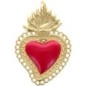 Pendentif de l'EX-VOTO en laiton doré supérieur, H. 4 cm, avec cœur émaillé. Existe de différentes couleurs.