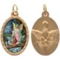 Médaille ovale métal doré, rebord torsadé, résine. H : 2,5 cm. Différents Saints disponibles.