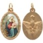 Médaille ovale métal doré, rebord torsadé, résine. H : 2,5 cm. Différents Saints disponibles.