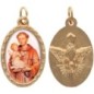 Médaille ovale métal doré, rebord torsadé, résine. H : 2,5 cm. Différents Saints disponibles.