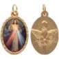 Médaille ovale métal doré, rebord torsadé, résine. H : 2,5 cm. Différents Saints disponibles.