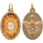 Médaille ovale métal doré, rebord torsadé, résine. H : 2,5 cm. Différents Saints disponibles.