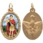 Médaille ovale métal doré, rebord torsadé, résine. H : 2,5 cm. Différents Saints disponibles.