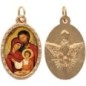 Médaille ovale métal doré, rebord torsadé, résine. H : 2,5 cm. Différents Saints disponibles.