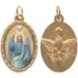 Médaille ovale métal doré, rebord torsadé, résine. H : 2,5 cm. Différents Saints disponibles.