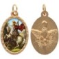 Médaille ovale métal doré, rebord torsadé, résine. H : 2,5 cm. Différents Saints disponibles.