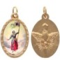 Médaille ovale métal doré, rebord torsadé, résine. H : 2,5 cm. Différents Saints disponibles.