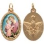 Médaille ovale métal doré, rebord torsadé, résine. H : 2,5 cm. Différents Saints disponibles.