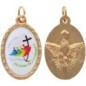 Médaille ovale métal doré, rebord torsadé, résine. H : 2,5 cm. Différents Saints disponibles.