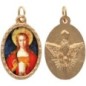 Médaille ovale métal doré, rebord torsadé, résine. H : 2,5 cm. Différents Saints disponibles.