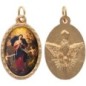 Médaille ovale métal doré, rebord torsadé, résine. H : 2,5 cm. Différents Saints disponibles.