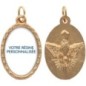 Médaille ovale métal doré, rebord torsadé, résine. H : 2,5 cm. Différents Saints disponibles.