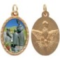 Médaille ovale métal doré, rebord torsadé, résine. H : 2,5 cm. Différents Saints disponibles.