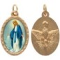 Médaille ovale métal doré, rebord torsadé, résine. H : 2,5 cm. Différents Saints disponibles.
