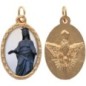 Médaille ovale métal doré, rebord torsadé, résine. H : 2,5 cm. Différents Saints disponibles.