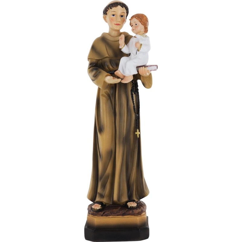 Statue en résine peinte à la main de saint Antoine de Padoue - H. 30 cm.