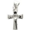 Croix de cou au centre cœur ajouré en argent 925 °/°° rhodié H 1.2 cm (0.70 g). Livrée en boîte.