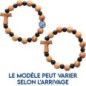 Bracelet sur élastique en bois avec grains marron et noir, Ø 10 mm / 7 mm, avec croix de Taux
