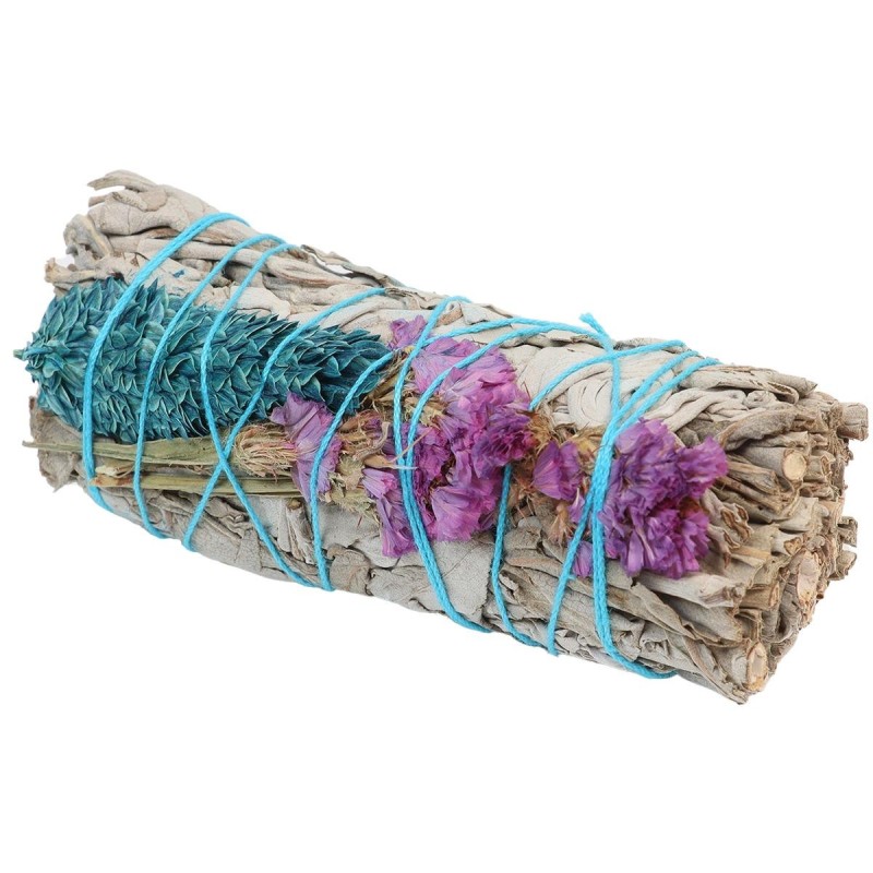 Sauge blanche naturelle -Salvia apiana- fagot de fumigation avec fleurs d environ 11 cm - 30 g- Differentes fleurs